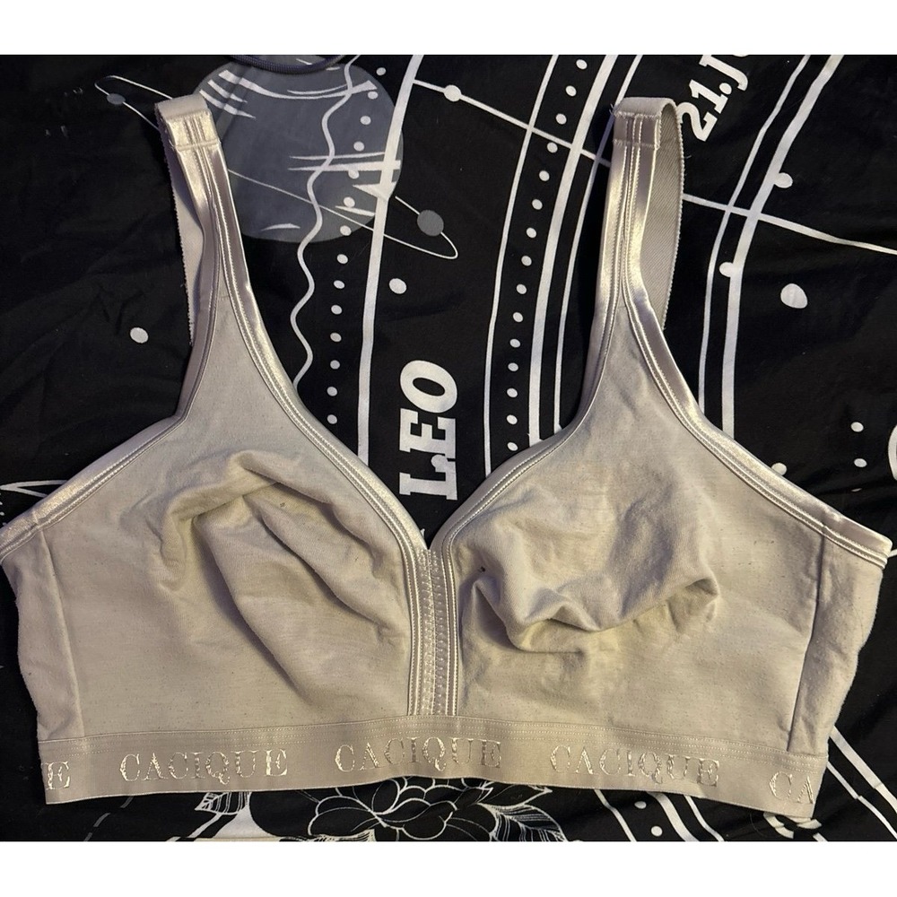 Cacique White Cotton‎ Full Figure Wireless Unlined Full Coverage Bra, 40DD/40E